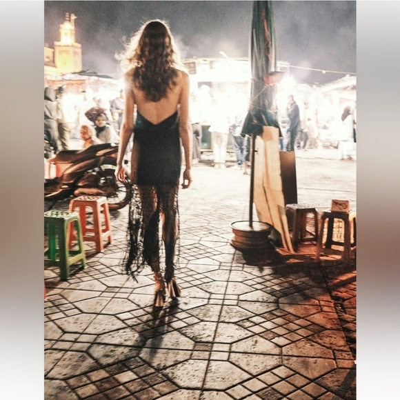 Zara halter * linen dress with fringe black size XS - Picture 9 of 16